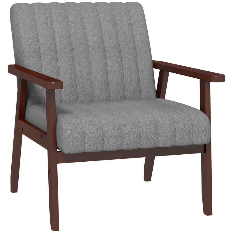 Mid Century Accent Armchair with Wooden Legs Ideal for Living Rooms and Bedrooms Grey