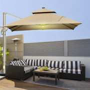 Khaki 3 x 3m Aluminium Square Sun Canopy with Adjustable Tilt Poles by Outsunny
