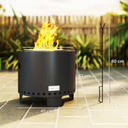 Smokeless Steel Fire Pit with Poker Grey Outdoor Heating by Outsunny