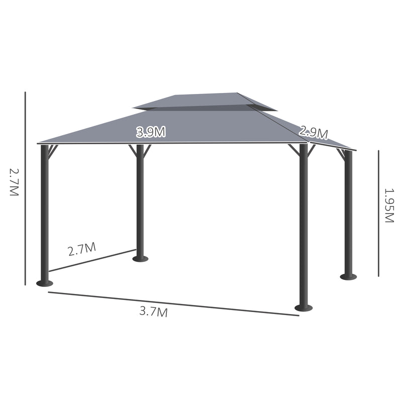 Dark Grey 3 x 4m Aluminium Garden Gazebo with Nets and Curtains by Outsunny