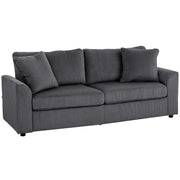 Modern 3 Seater Sofa with Spring Cushions and Scatter Pillows for Lounge Comfort, Grey
