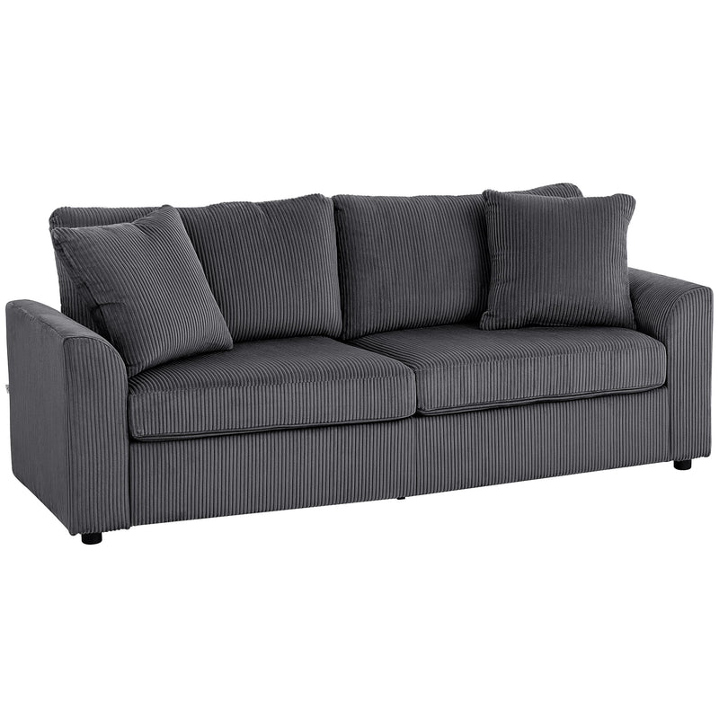 Modern 3 Seater Sofa with Spring Cushions and Scatter Pillows for Lounge Comfort, Grey