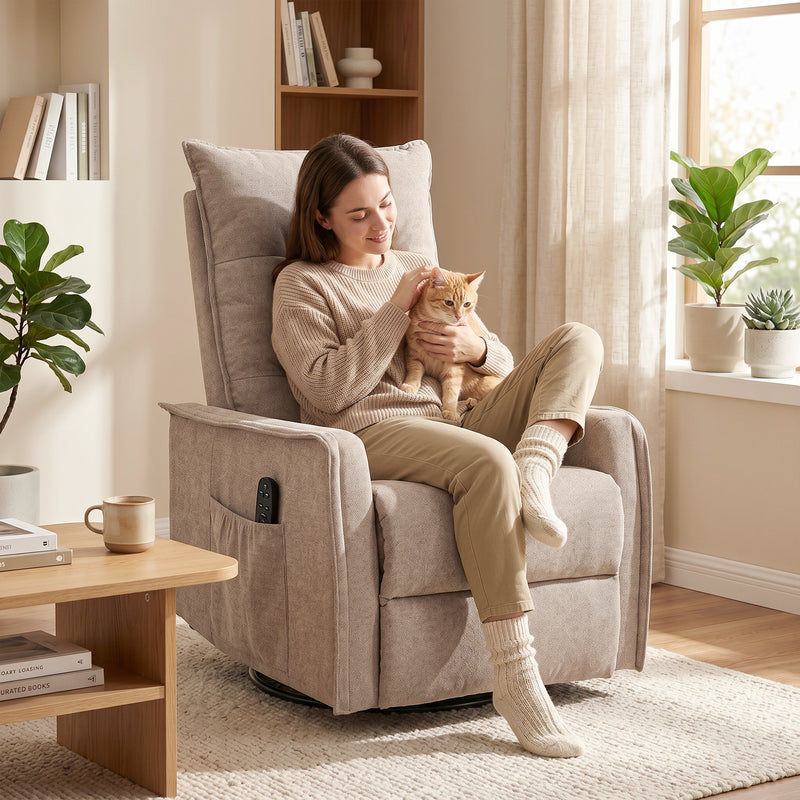Massage Recliner Chair with Heat and Swivel for Relaxing Evenings Brown