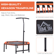 Adjustable Mini Fitness Trampoline With Handle Bar For Indoor Exercise Black Orange AOSOM