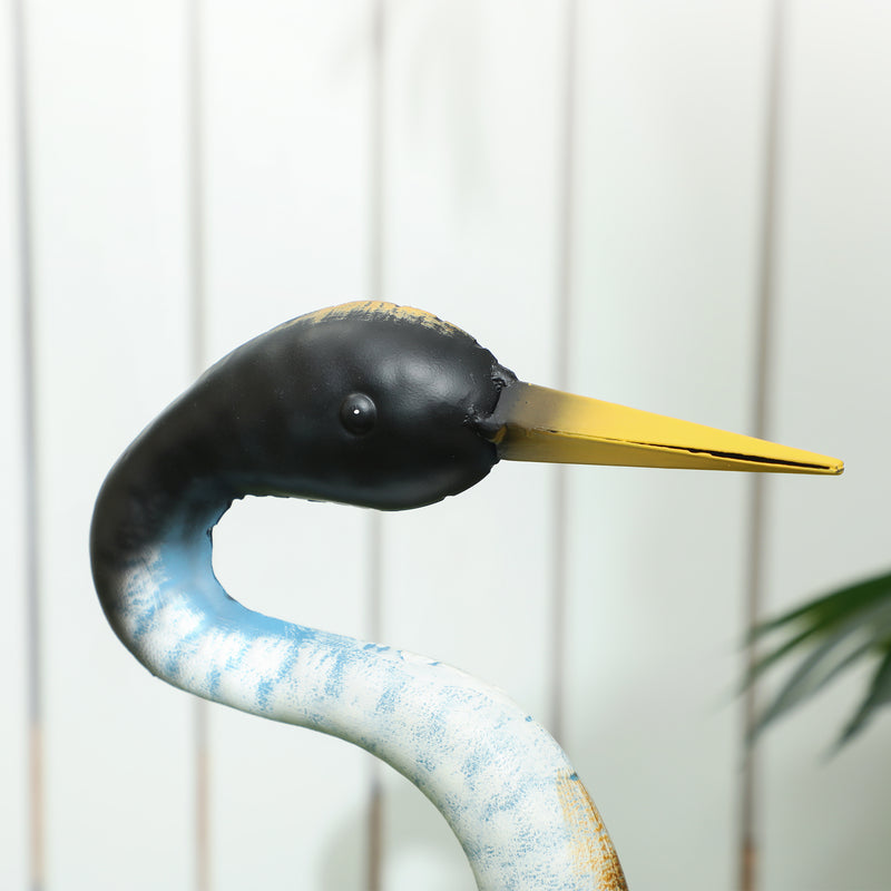 Outsunny Heron Garden Statue, Standing Garden Ornament, Metal Garden Gift with Stakes, 28 x 17 x 63 cm, Multi-Colour AOSOM