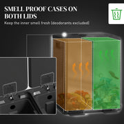 Black 40L Dual Compartment Stainless Steel Bin With Deodoriser Holders by HOMCOM