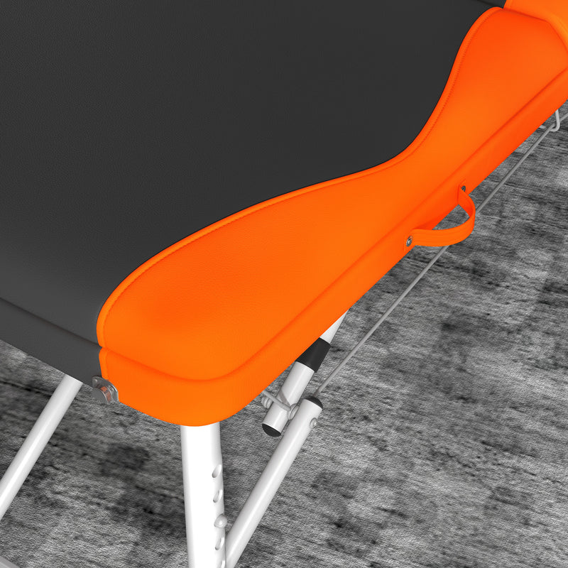 Massage Table Foldable Adjustable Height for Comfortable Home Use Black and Orange