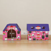 2 in 1 Cardboard Cat House with Scratching Board for Indoor Cats, Pink AOSOM