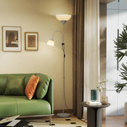LED Floor Lamp with Adjustable Reading Light Ideal for Living Rooms or Bedrooms Silver Tone