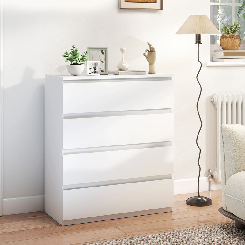 4 Drawer Bedroom Dresser for Organised Clothes Storage with Flat Top White
