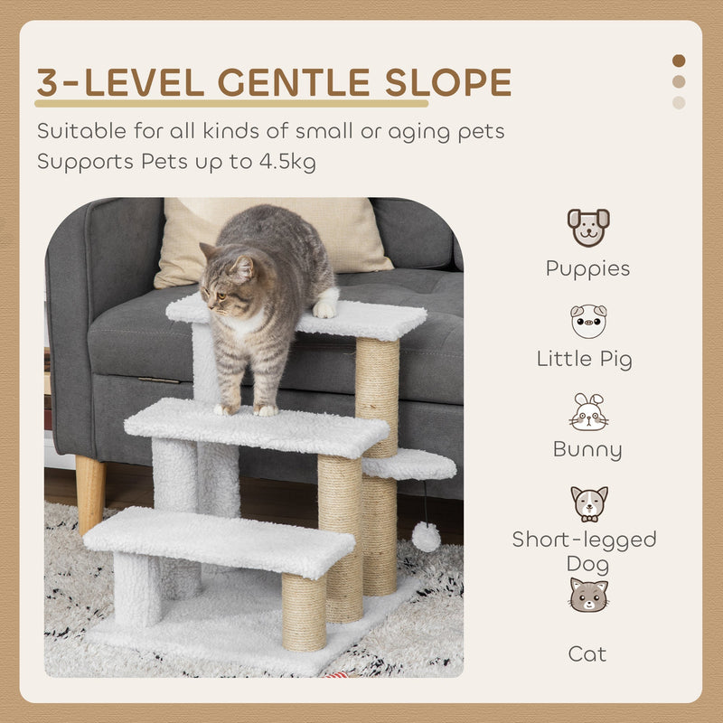 Gentle slope panel showing a cat on the stairs and text stating support for pets up to 4.5 kg