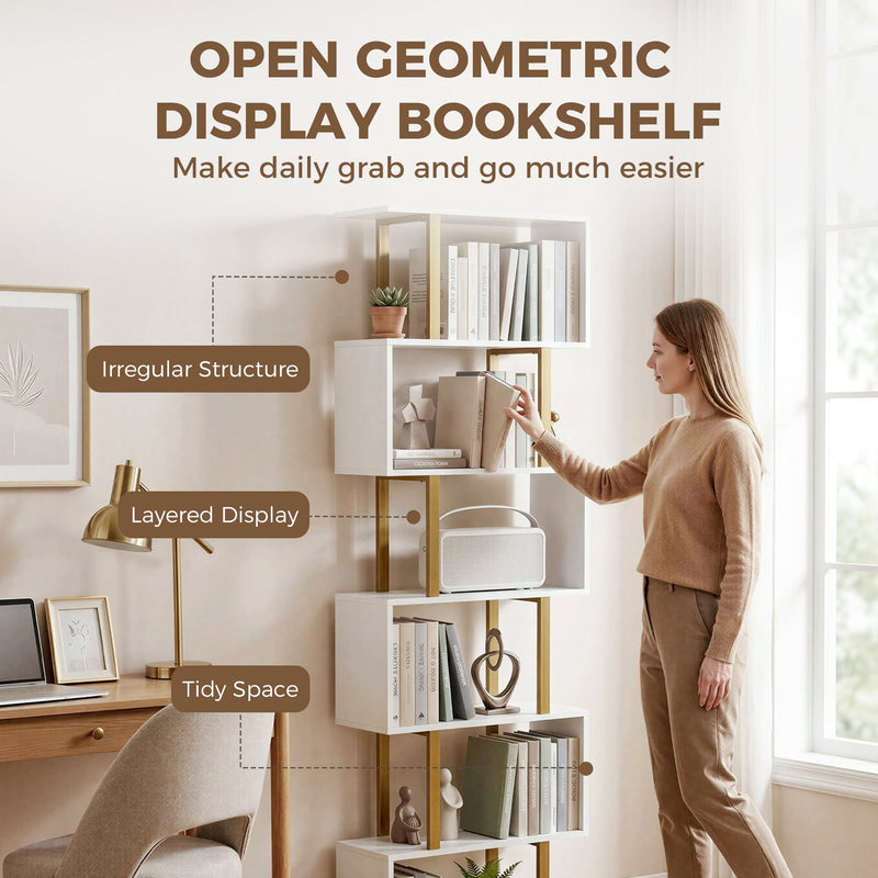 Tall Open Bookshelf, White