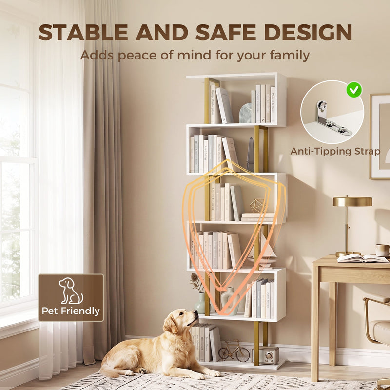 Tall Open Bookshelf, White