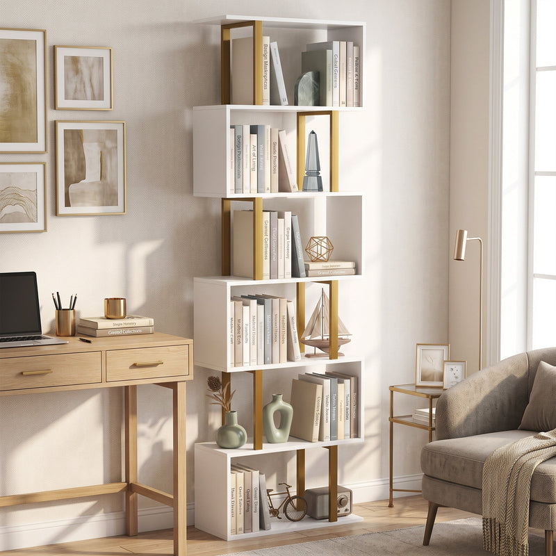 Tall Open Bookshelf, White