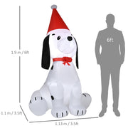 Dimensions diagram of the puppy: 190 cm high, 113 cm wide and 110 cm deep, beside a 6ft figure