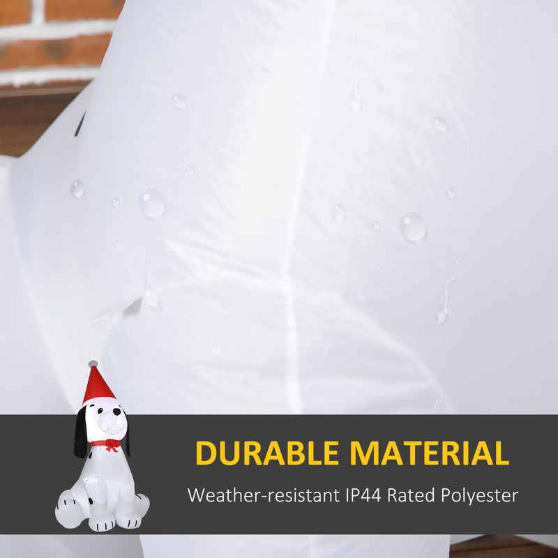 Close-up of white polyester fabric with water droplets and a Durable Material callout