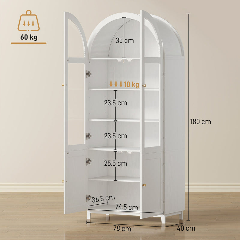 Dimensions diagram of the pantry cabinet showing 78 cm width, 40 cm depth, 180 cm height and shelf spacing