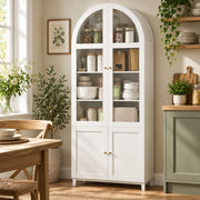 Pantry cabinet in a dining room beside a wooden table