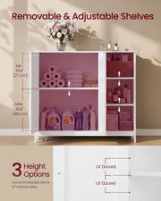 Adjustable shelf close-up showing 3 shelf height options and the space between positions