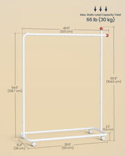 White clothes rail load capacity diagram, up to 40kg