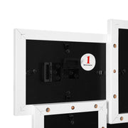 Back of the collage frame showing one section's numbered mounting bracket and fixings