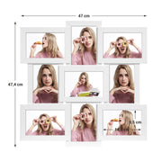 Dimensions diagram showing the collage frame at 47 cm wide and 47.4 cm tall with 10 x 15 cm photo openings