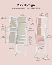 Dimension diagram showing the cabinet at 151.5 cm tall with interior compartment sizes