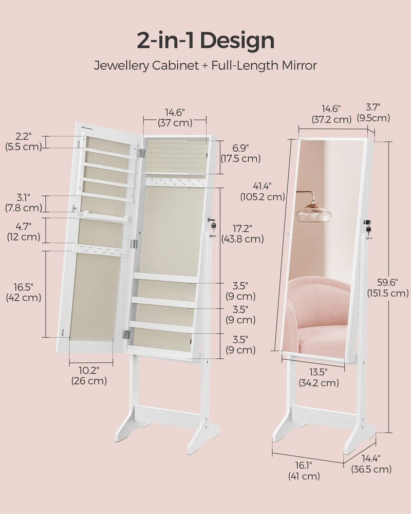 Dimension diagram showing the cabinet at 151.5 cm tall with interior compartment sizes