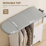 Grey ironing top with 80 cm by 42.5 cm main surface and 27 cm folding section marked