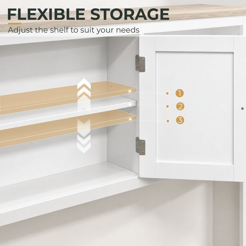 Flexible storage panel showing an adjustable shelf with three height positions