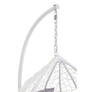 Close-up of the white rattan-effect weave detail