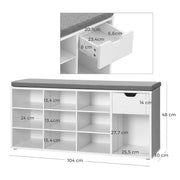Diagram of the open drawer showing its internal measurements in centimetres