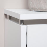 Close-up of the top edge and front panel join on the white radiator cover