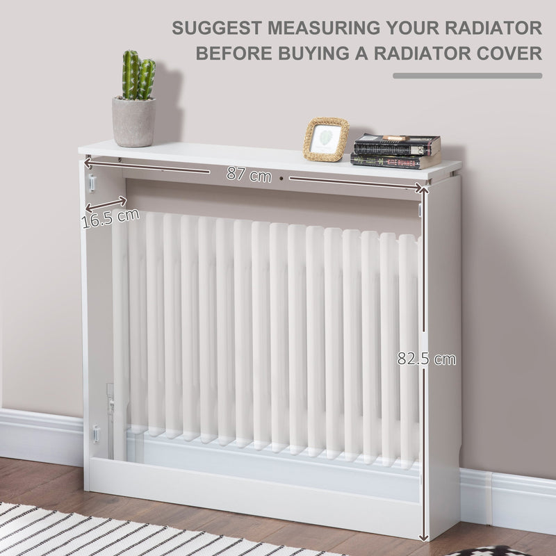 Radiator cover internal measurements diagram showing the space inside for a radiator