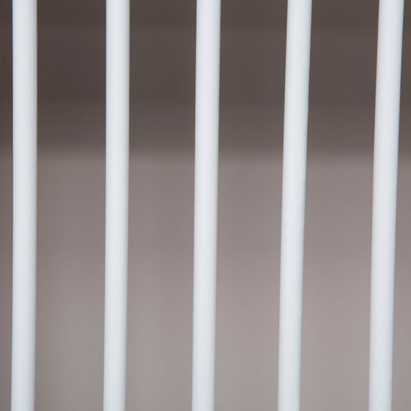 Close-up of the white vertical slats on the radiator cover front