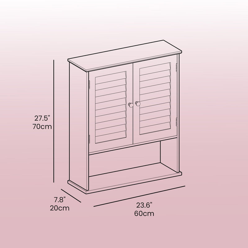Labelled dimensions diagram of the bathroom cabinet showing 60 x 20 x 70 cm