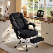 Massage Office Chair with Reclining Back and Heated Lumbar Support Black AOSOM