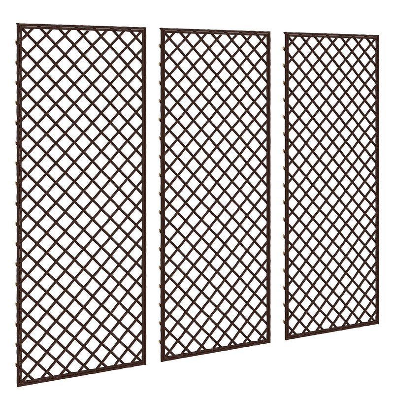 Set of 3 Outsunny wicker garden trellis panels shown together against a white background