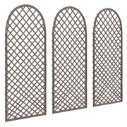 Set of 3 Outsunny wicker garden trellis panels with arched tops, studio shot
