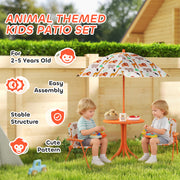 Kids Outdoor Picnic Table Set with Umbrella and 2 Folding Chairs for Garden Use Orange AOSOM