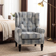 Wingback Accent Chair, Mixed Plaid
