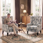 Wingback Accent Chair, Mixed Plaid