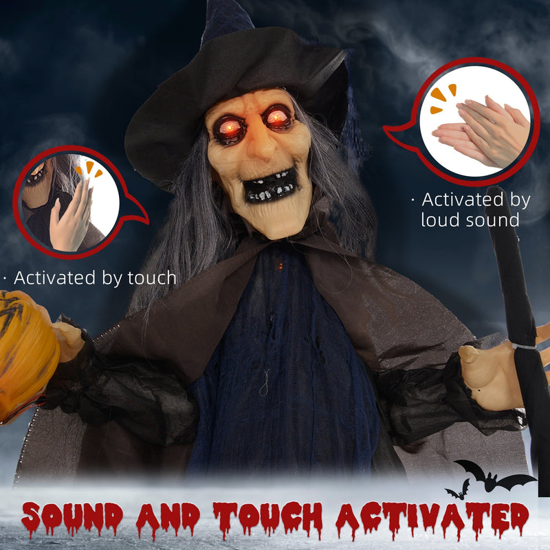 Diagram showing the Homcom witch with broomstick animatronic is activated by touch or loud sound