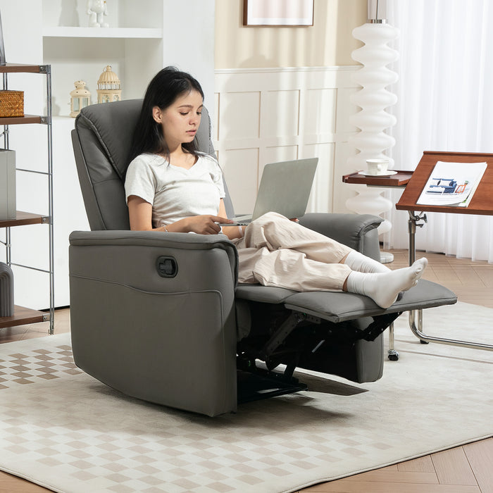 Light Grey Microfibre Manual Recliner Armchair with Padded Cushion And Leg Rest by HOMCOM