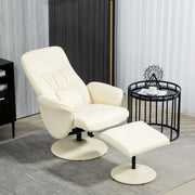 Swivel Recliner Chair with Footstool and High Back for Lounge Comfort, Cream White