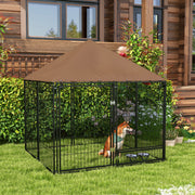 Outdoor Dog Kennel with Roof and Rotating Bowl Ideal for Garden Play and Safety Black
