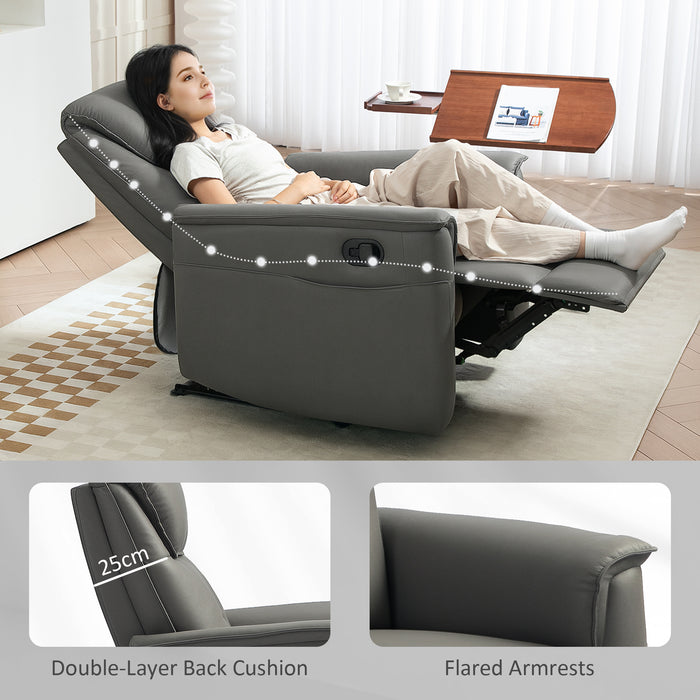 Light Grey Microfibre Manual Recliner Armchair with Padded Cushion And Leg Rest by HOMCOM