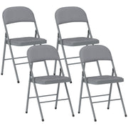 Folding Chairs Set of 4 with Padded Seats for Extra Home Seating Light Grey Outsunny