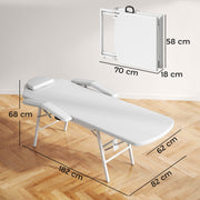 3 Section Foldable Massage Table with Adjustable Backrest for Spa and Beauty Treatment White