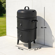BBQ Smoker Grill and Fire Pit for Easy Outdoor Cooking with Two-Tier Cooking Space Black Outsunny